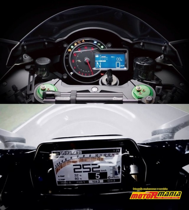 Kawasaki Ninja H2 vs Yamaha R1 2015 zegary