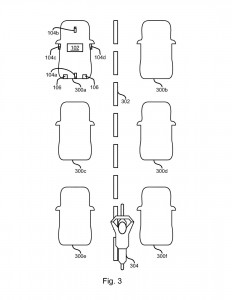 rysunek patentowy ford motocykl pomiedzy samochodami lane filtering jazda w korku
