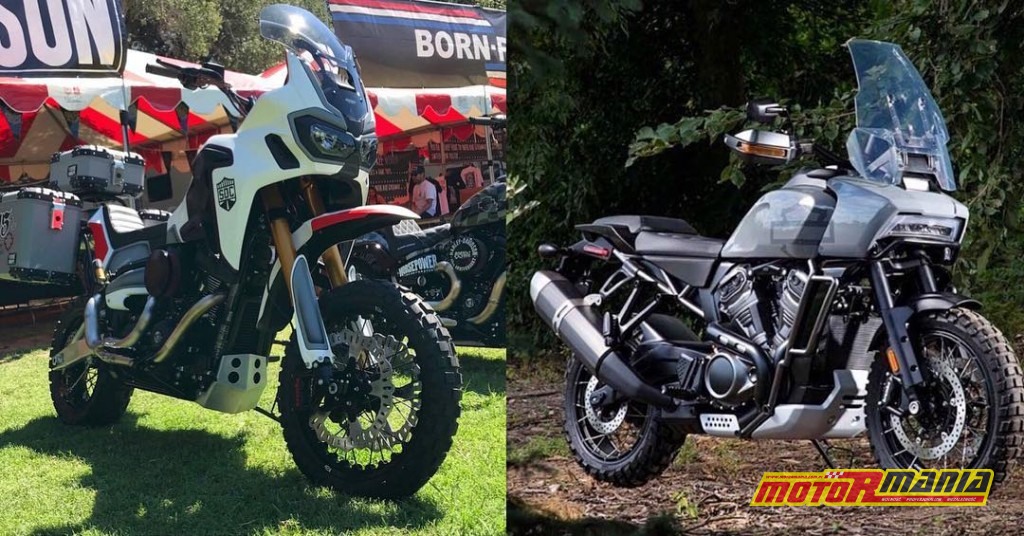 Po lewej custom na bazie Harleya i Hondy; po prawej oficjalne zdjęcie Pan America na 2020 r.