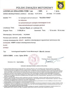 Dokument poświadczający licencję PZM.