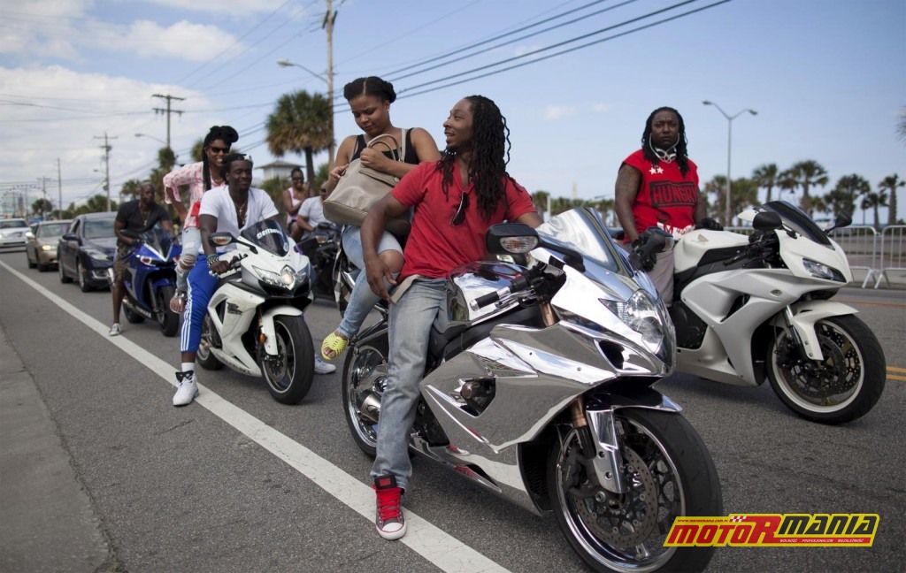 Bikers wait in traffic on Ocean Boulevard during the 2015 Atlantic Beach Memorial Day BikeFest in Myrtle Beach